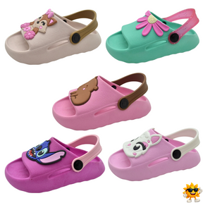 Chinelo Nuvem Menina Calçado Infantil 2 em 1 com Personagens Animados e Correia - Leve, Confortável