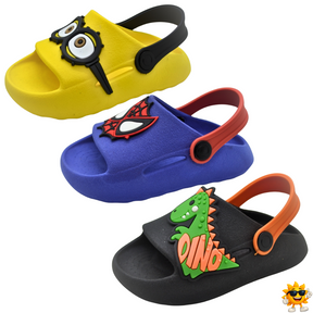 Chinelo Nuvem Infantil Menino 2 em 1 com Correia e Personagens – Leve, Macio e Divertido