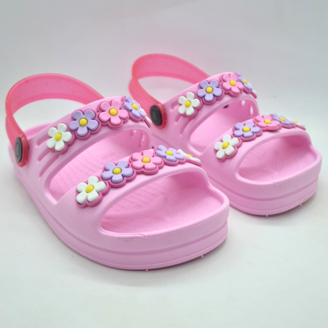 Papete Infantil Menina Calçado 2 em 1 com Flores e Correia - Leve, Macia, e Confortável