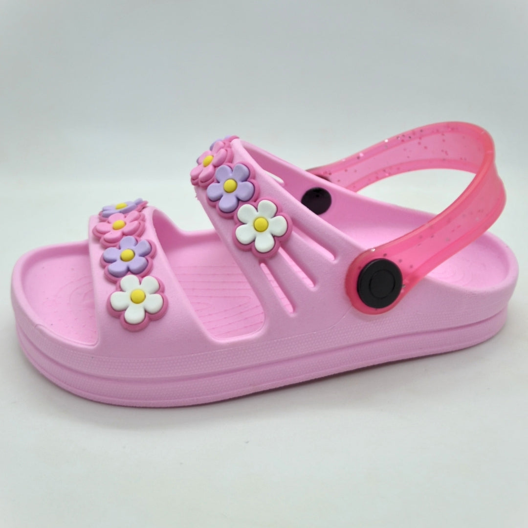 Papete Infantil Menina Calçado 2 em 1 com Flores e Correia - Leve, Macia, e Confortável